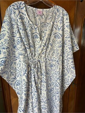 Women’s  One-Piece Blue & White Drawstring Kaftan